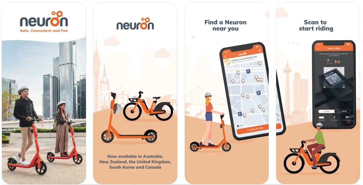 Neuron Mobility top eScooter app